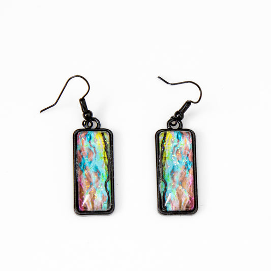 Red Teal Green Black with Sparkles Earrings B