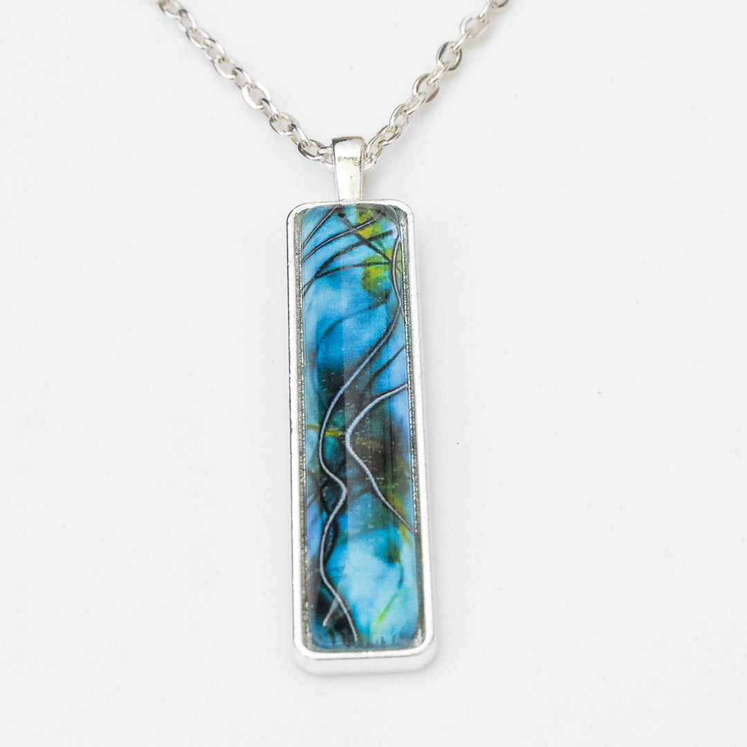 Turquoise Blue Flow Pendant and Earrings