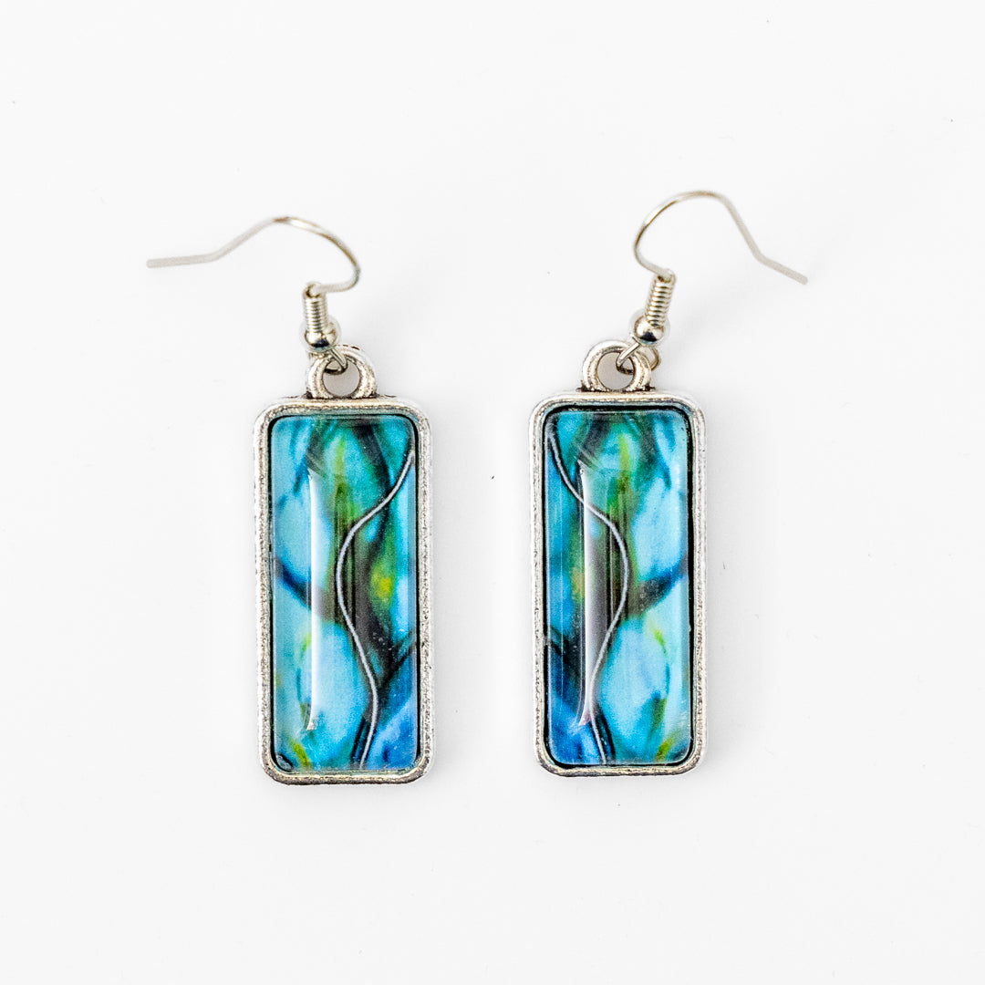 Turquoise Blue Flow Pendant and Earrings