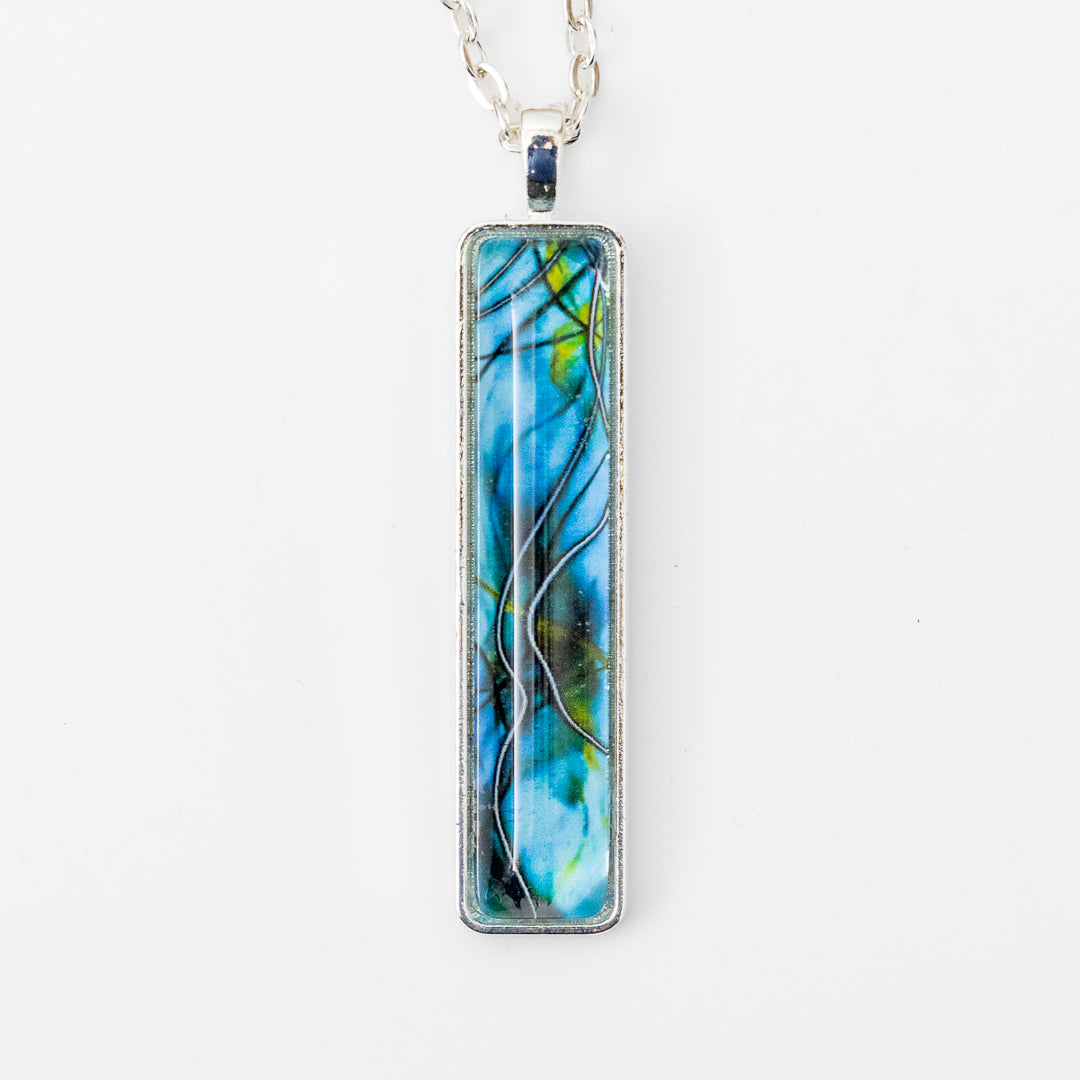 Turquoise Blue Flow Pendant and Earrings