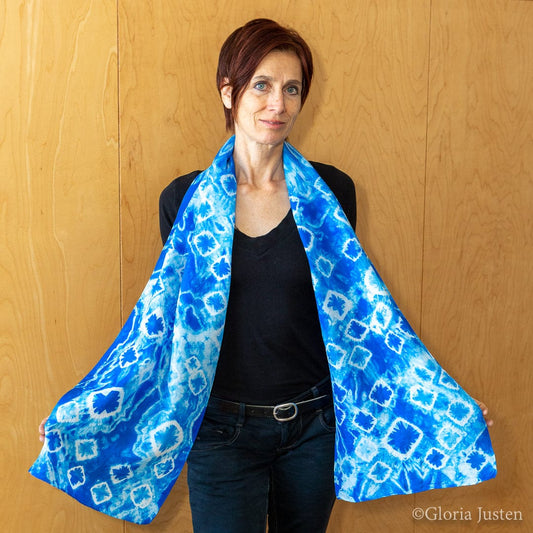 Shibori Habotai Silk Scarf Made to Order - Diamond Explosion