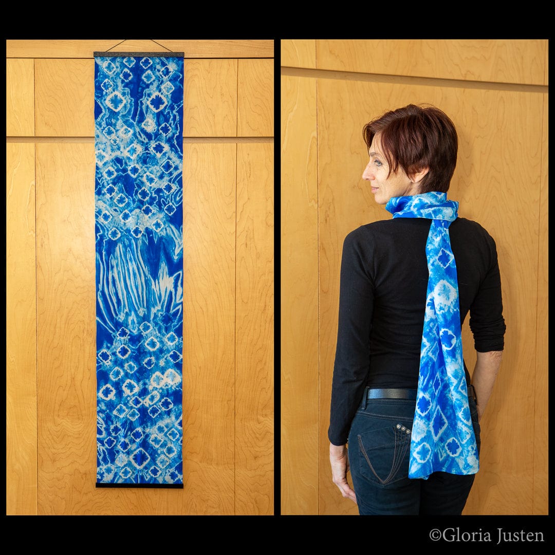 Shibori Habotai Silk Scarf Made to Order - Diamond Explosion