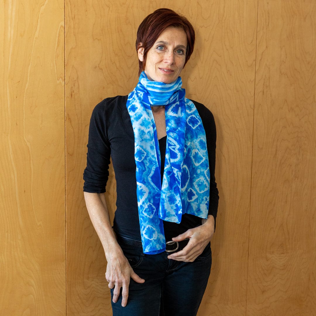 Shibori Habotai Silk Scarf Made to Order - Diamond Explosion