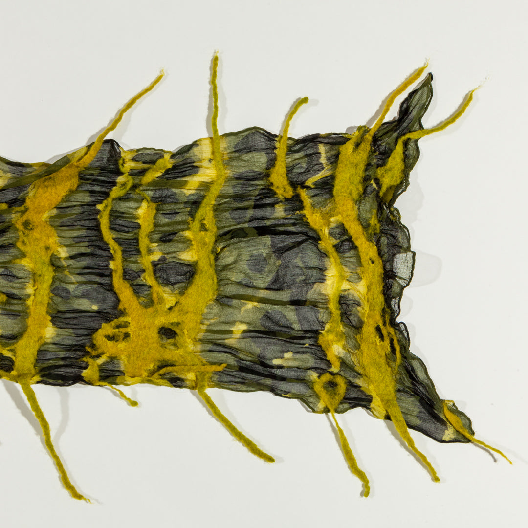 Freeform Hand-Felted Merino Wool on Silk Chiffon Scarf - Made to Order