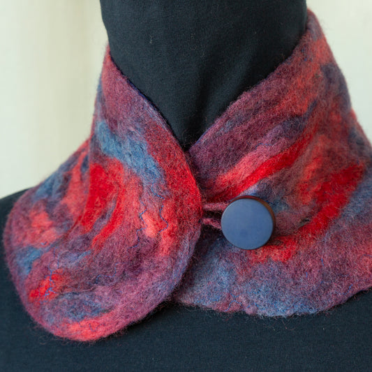 ON SALE! Purple Blue and Red Wool Felt and Silk Scarf No. 2