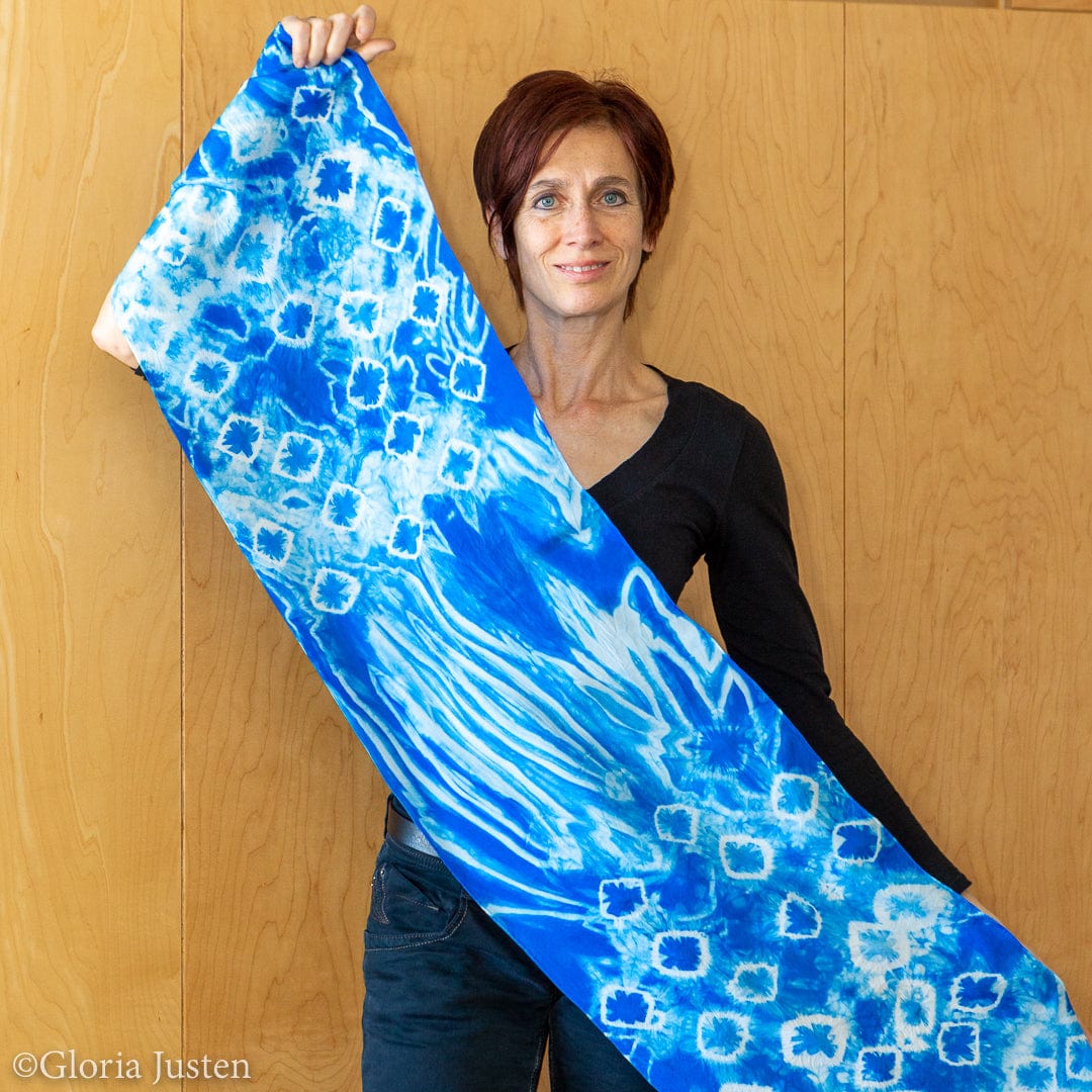 Shibori Habotai Silk Scarf Made to Order - Diamond Explosion