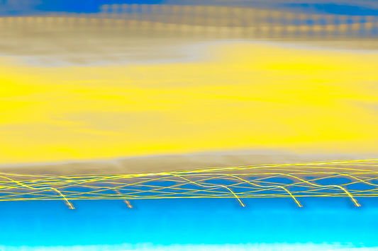 "Lemon Yellow Inserting Tendrils Into Aqua Blue" photo art print