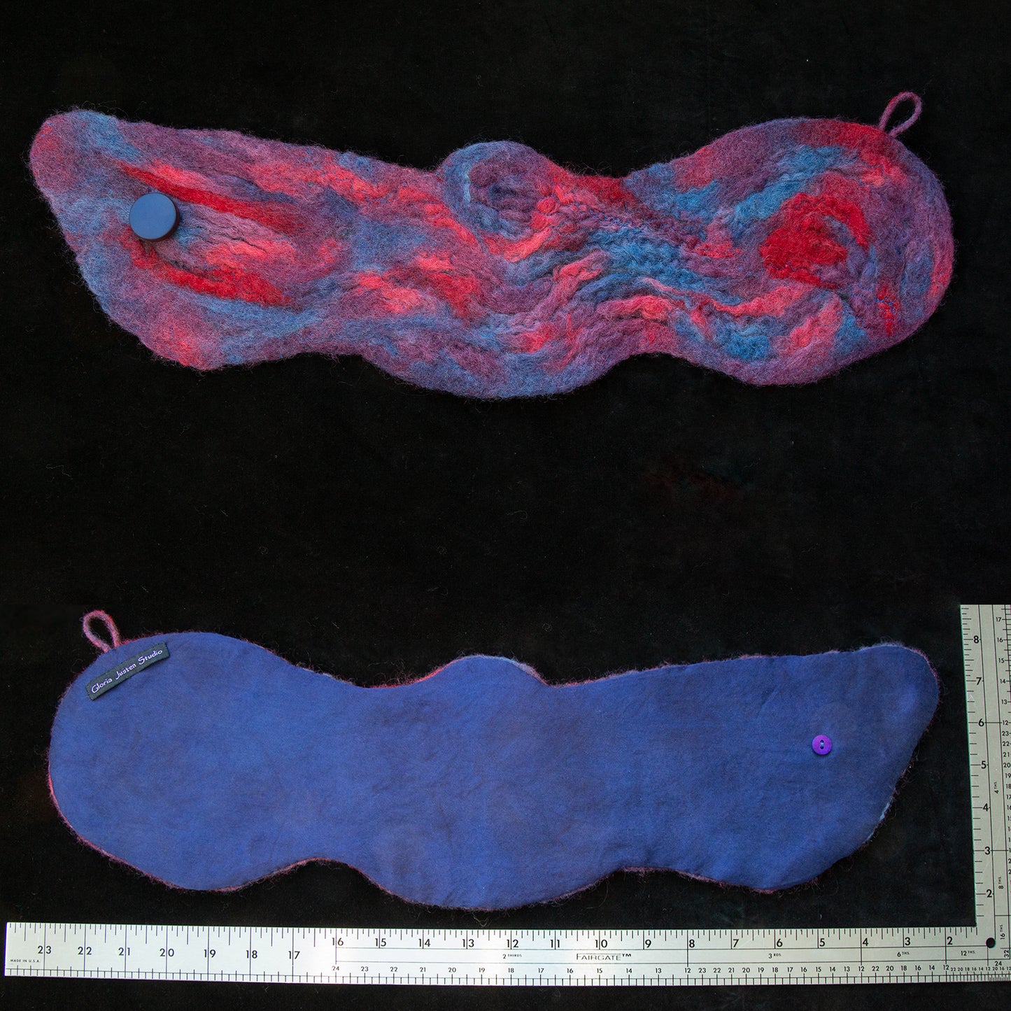 ON SALE! Purple Blue and Red Wool Felt and Silk Scarf No. 2